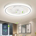 20 Inch Modern Dimmable LED Ceiling Fan Light, APP & Remote Control, 3 Color Temperatures, 6 Speed Levels, Flush Mount Design for Bedroom, Night Mode, Timer Function, Wireless Control, Polished Finish, Bedroom Ceiling Fan, Modern Lighting
