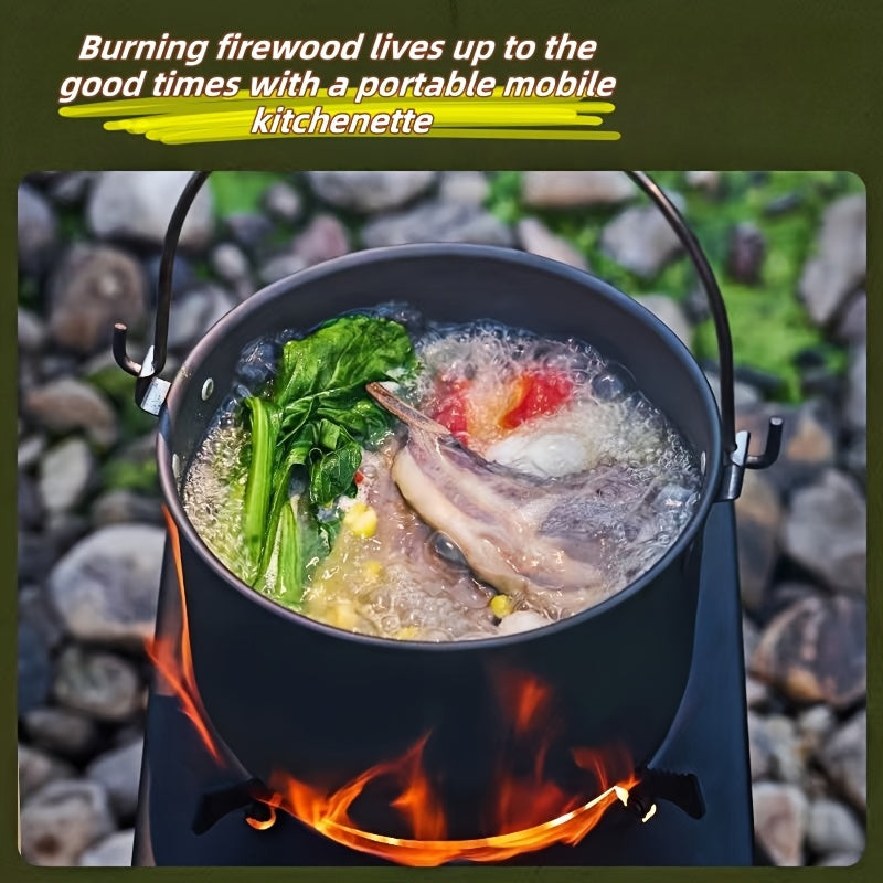Portable Wood Burning Stove | Compact Outdoor Cooking Solution with Carry Bag, Iron Material, No Ignition Function, Compatible with Dry Wood/Charcoal - HALFIRE/
