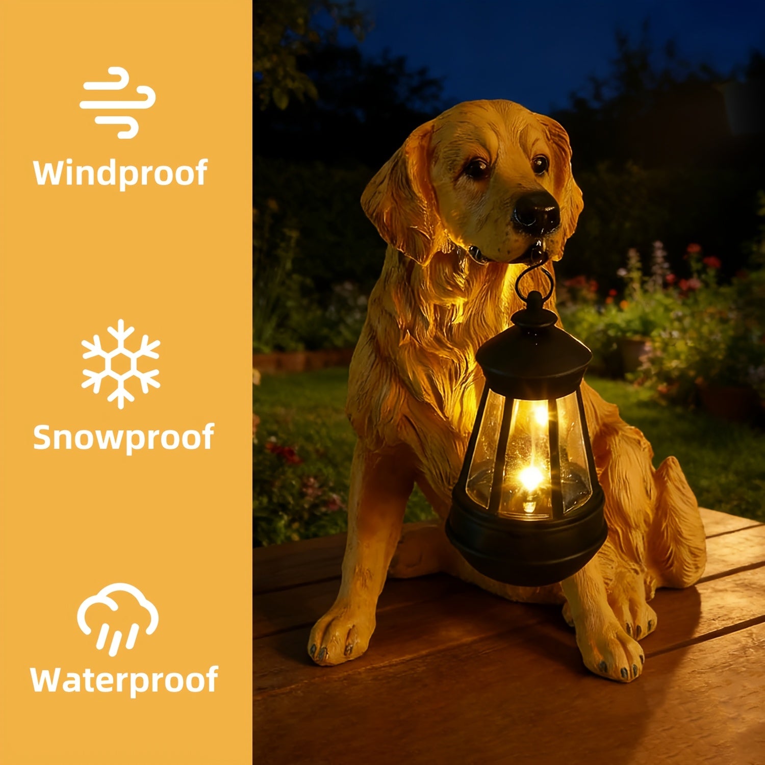 Solar Christmas Hound Night Watchman Decoration, Featuring a Glowing Golden Dog Body and Vintage Lights, the Perfect Companion Gift for Close Friends. Outdoor Christmas Decoration for Courtyard, Solar Christmas Light Outdoor Style