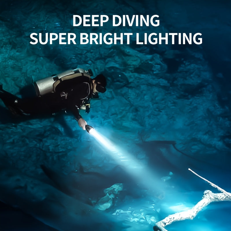 Smiling Shark Rechargeable High Lumen Diving Flashlight, LED High Power Dimmable Ultra Bright Rechargeable Light, for Diving & Night Lighting, Perfect for New Year Christmas Gifts