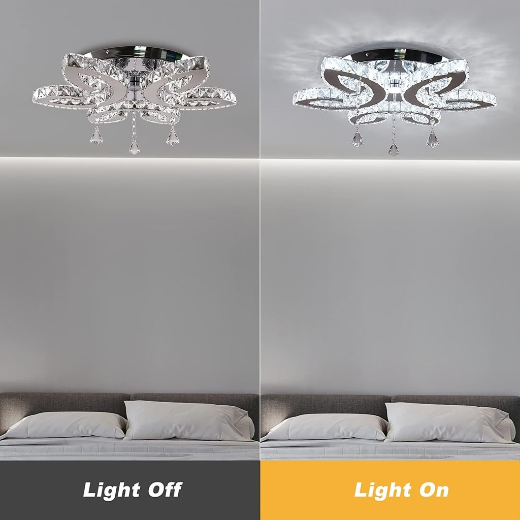 20.4-Inch Modern Large Crystal Chandelier - Hardwired LED Crystal Diffuser Pendant Light, Ceiling Light Fixture for Bedroom, Living Room and Dining Room (Cool White Light)