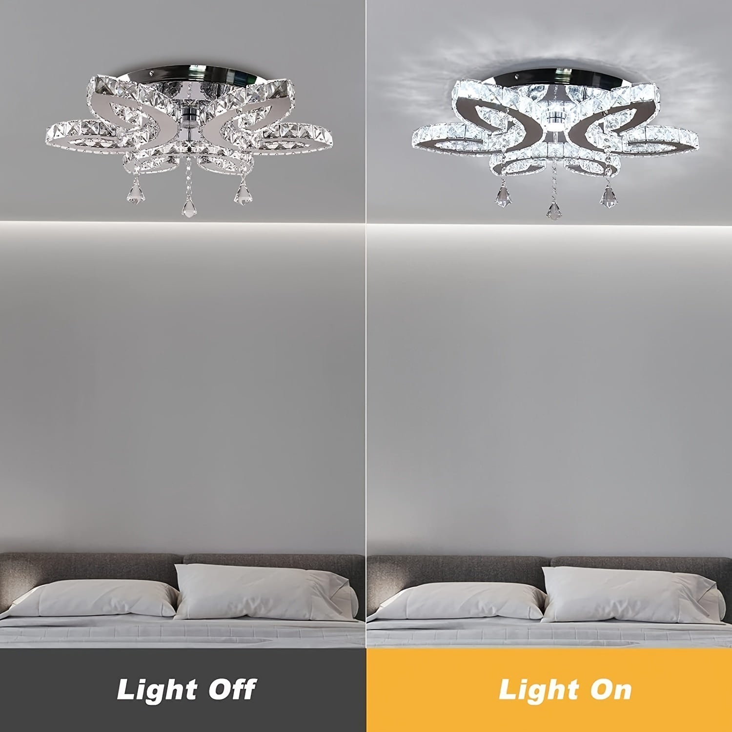 20.4-Inch Modern Large Crystal Chandelier - Hardwired LED Crystal Diffuser Pendant Light, Ceiling Light Fixture for Bedroom, Living Room and Dining Room (Cool White Light)