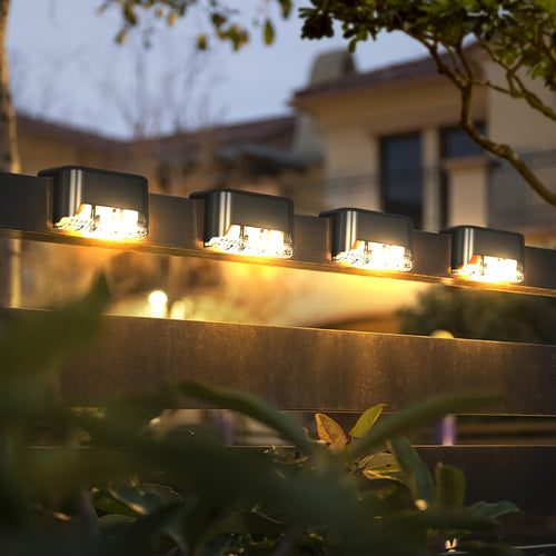 16 Pack Solar LED Outdoor Deck Light - Black Modern Design with Solar Panel, IP44 Waterproof, Suitable for Stairs, Fences, Patios and Walkways - Outdoor Lighting for Gardens and Sidewalks | Decorative Path Light | Christmas Holiday