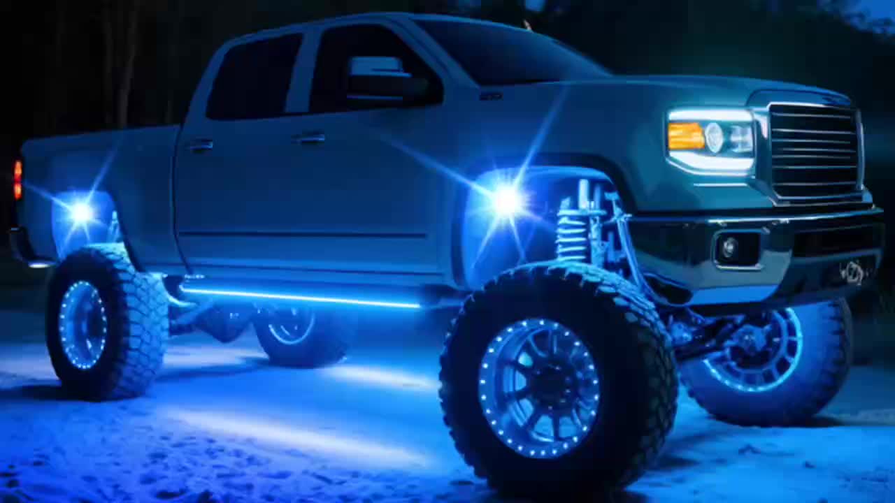 Truck Underbody Ambient Light Rolling Light Kit, Dream RGB Colorful Car Chassis Decorative Light, Multi-Color Car Wheel Light Strip, Footwell Neon Light Kit, Suitable for Pickup Off-Road RZR SUV ATV UTV Car Ambient Light, Smart Light Strip