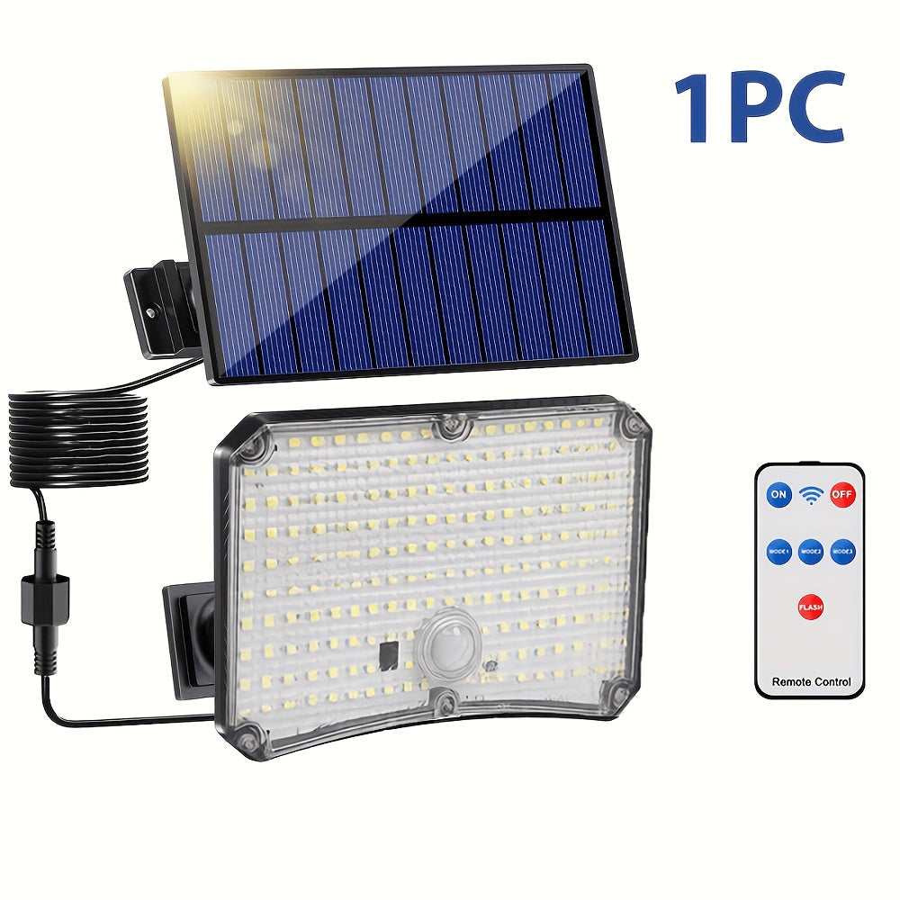 200 LED Solar Split-Type Light with Remote Control and Sensor IP65 Outdoor Landscape Light Separate Panel Security Floodlight for Garden Courtyard - 2 Pack