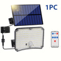 200 LED Solar Split-Type Light with Remote Control and Sensor IP65 Outdoor Landscape Light Separate Panel Security Floodlight for Garden Courtyard - 2 Pack