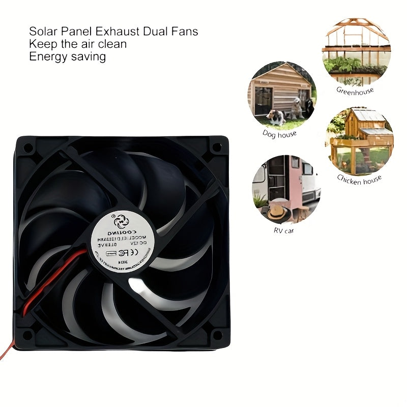 Solar Panel Dual Fan Combo, Light Energy Driven Efficient Heat Dissipation, Suitable for Outdoor, Car and Other Scenes, Create a Comfortable Cooling Experience