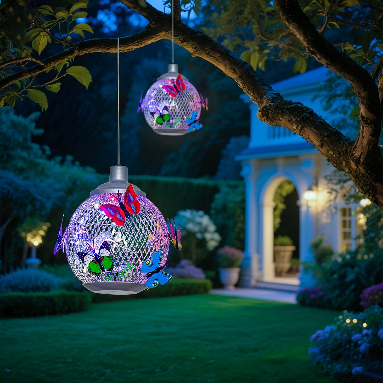 BEAKJEONG One or Two Pieces Outdoor Courtyard Solar Light, Butterfly Globe Light, Suitable for Mother's Day, Valentine's Day, Birthday Party, Wedding Decoration, Lawn, Garden, Patio Creative Animal Style Solar Light Holiday Decoration,