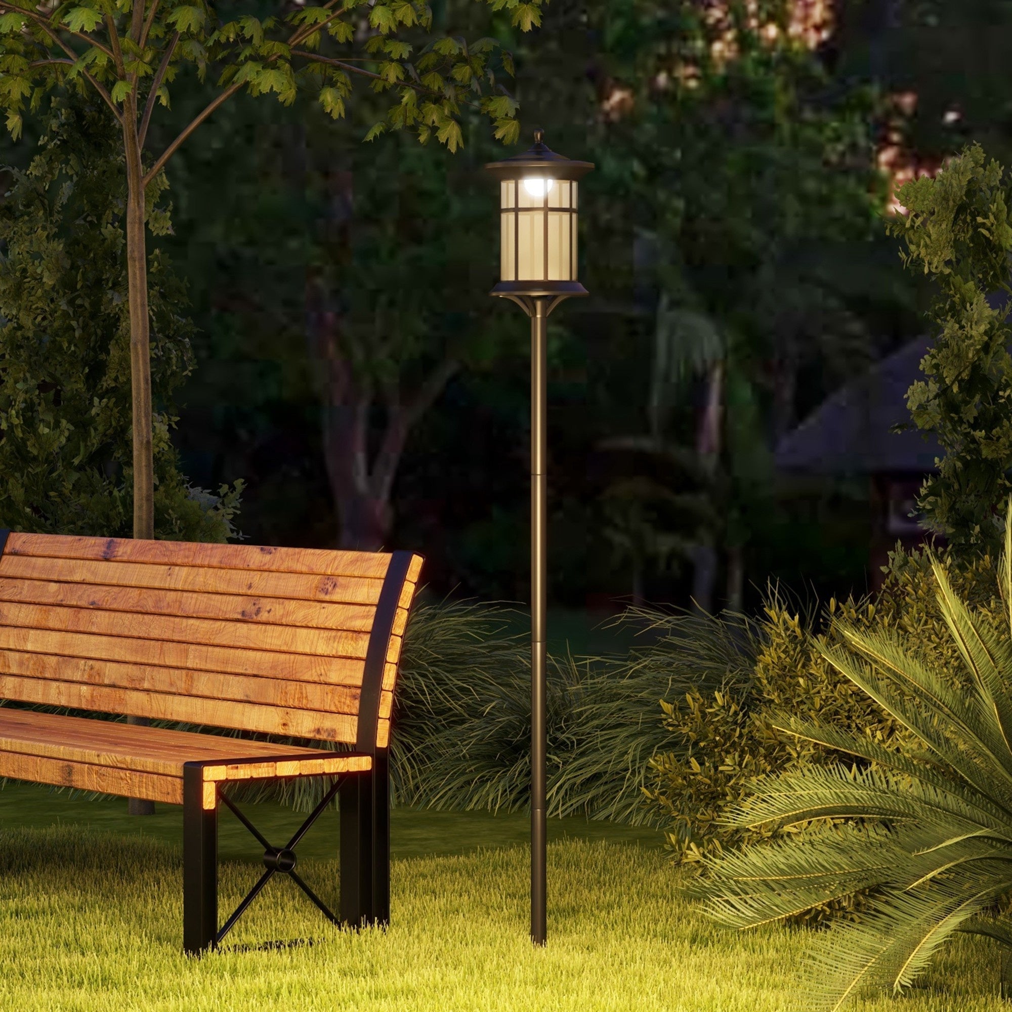 Outsunny Solar Lamp Post Light, 72" LED Outdoor Street Light, IP44 Protection Rating, Perfect for Courtyard, Garden, Backyard, Pathway, Cool White Light