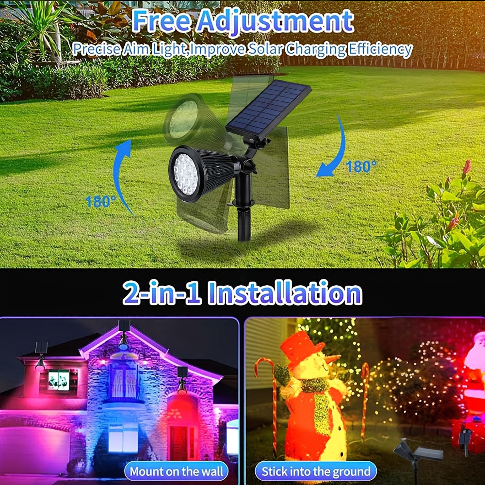 Outdoor Solar Spotlight Set, Available in 1/2/4 Packs, Landscape Light, Equipped with 18 LEDs, IP44 Waterproof Rating, Smart Light Sensor Function, Perfect for Outdoor Decoration in Courtyards, Gardens, Lawns, Walkways and Furniture Design