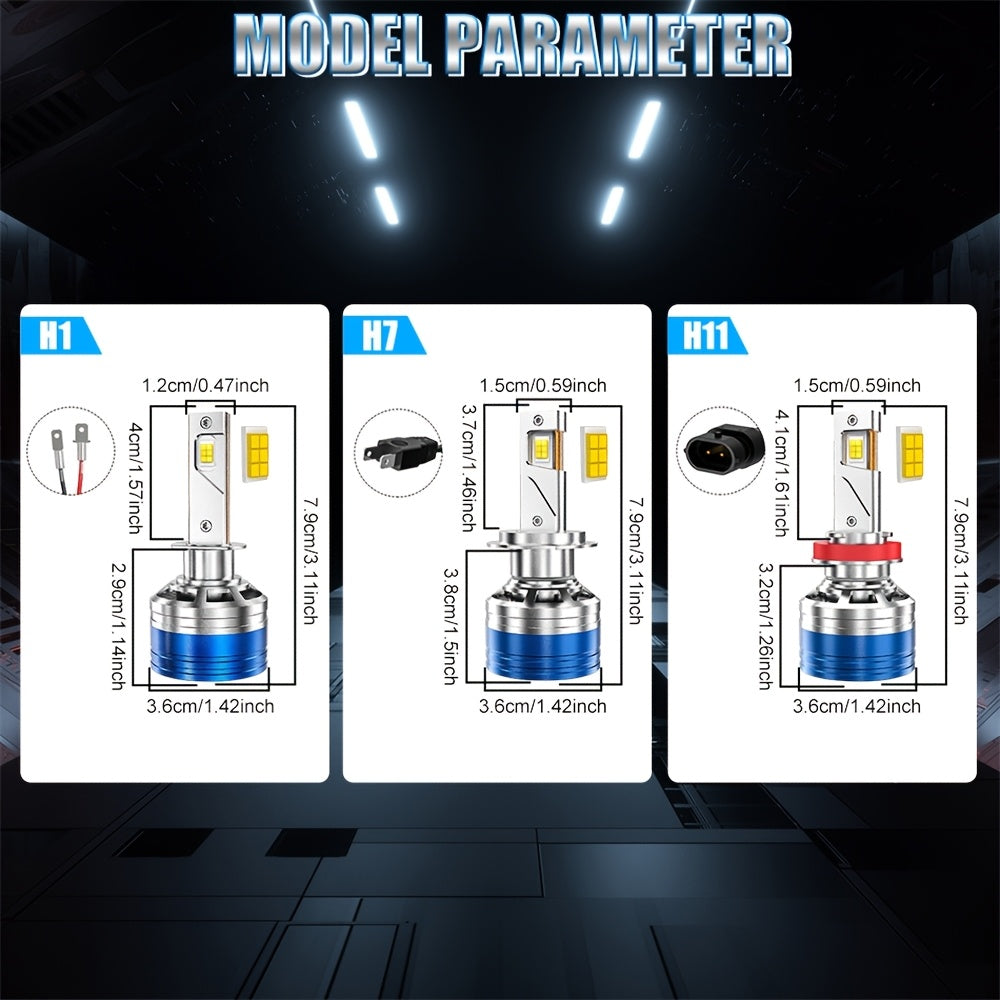 CARLITEK 2-Pack H1/H1/H7 LED Headlight Bulbs, 5570 CSP Chip, with Fan Cooling, 6000K Cool White Light, 12V, 10000 Lumens