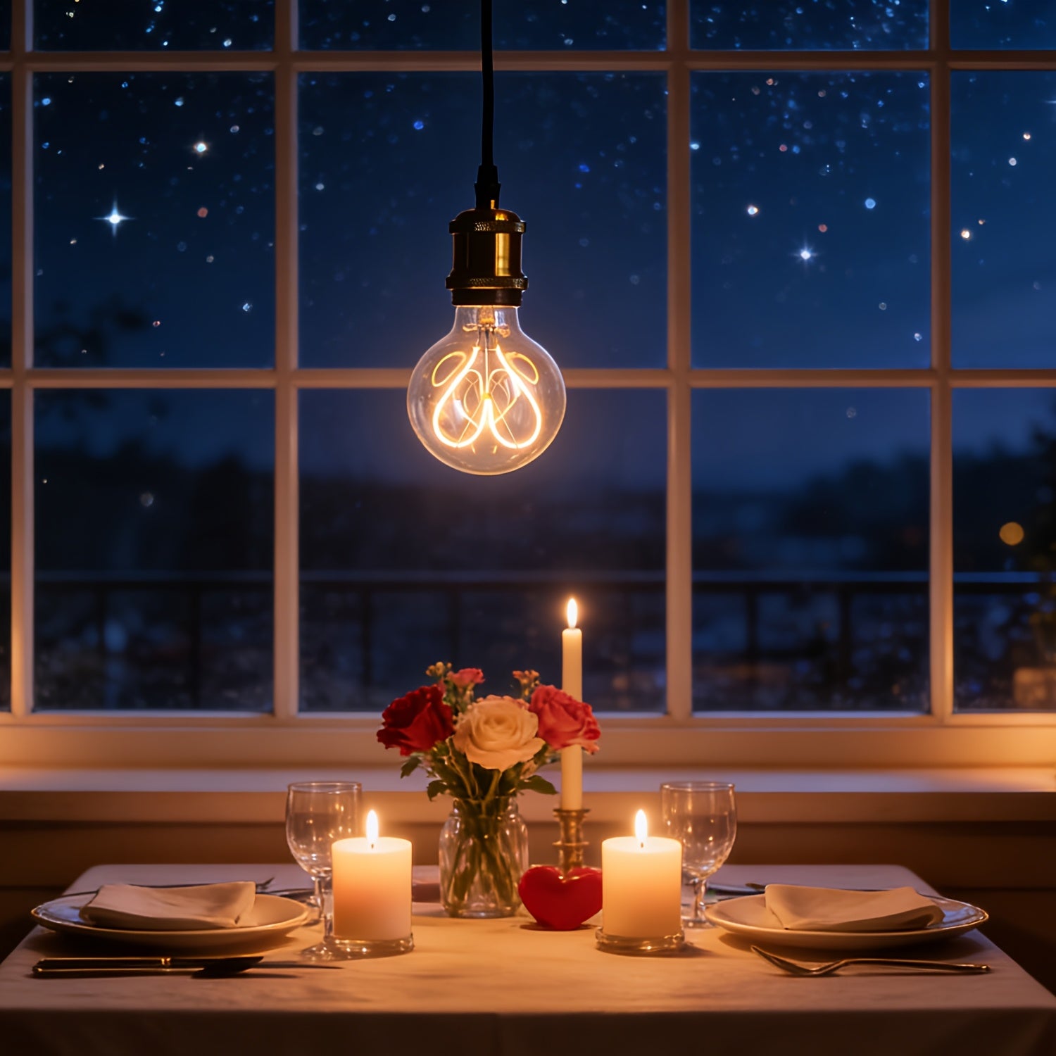1 piece, Edison bulb LED bulb 120V 4W dimmable 2300 Kelvin super warm yellow light decorative bulb G30 heart-shaped bulb amber glass and clear glass globe bulb