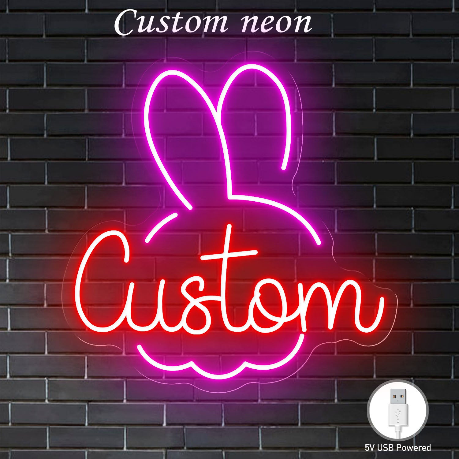 12-20 inch neon sign - personalized text, USB-LED adjustable brightness and color, wall-mounted tube design, suitable for home, bar, party decoration - birthday/wedding/anniversary gift