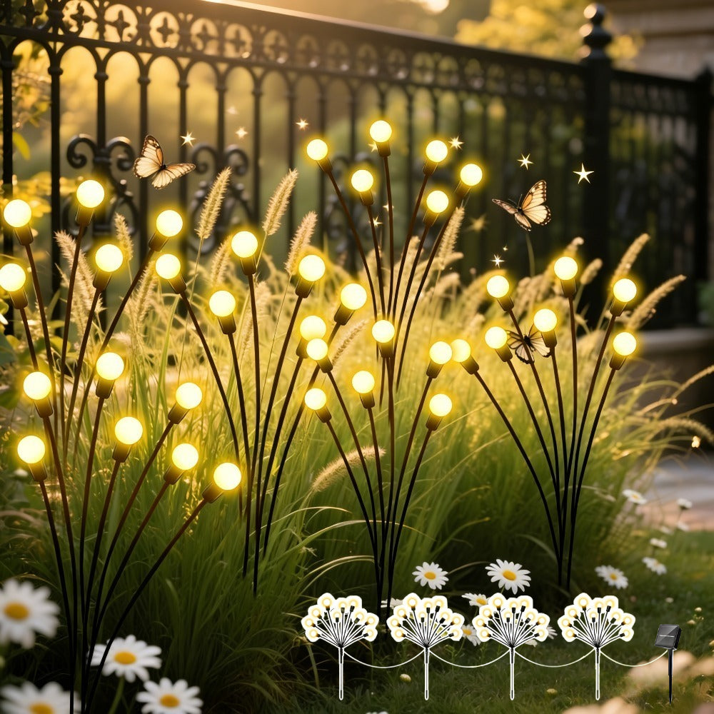 4 Pack - 32LED Outdoor Firefly Festival Light, LED Super Bright Fairy Ground Insert Light, Perfect for Garden, Courtyard, Party, Camping, Lawn, Pathway, Wedding, Spring & Summer Decoration