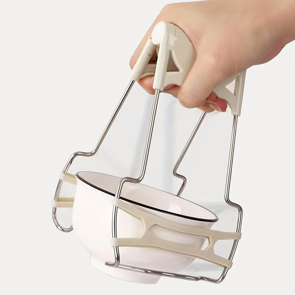 1 Piece HeatGuard Stainless Steel Plate Lifter - Kitchen Heat-Resistant Tongs, Bowl & Plate Clip, Cookware Holder Tool, Kitchen Safety Tool | Ergonomic Kitchen Tool | Sturdy Construction