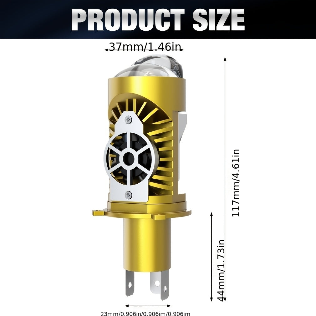 H4 LED Projector Headlight Bulb 100W Canbus 6500K High/Low Beam for Car and Motorcycle