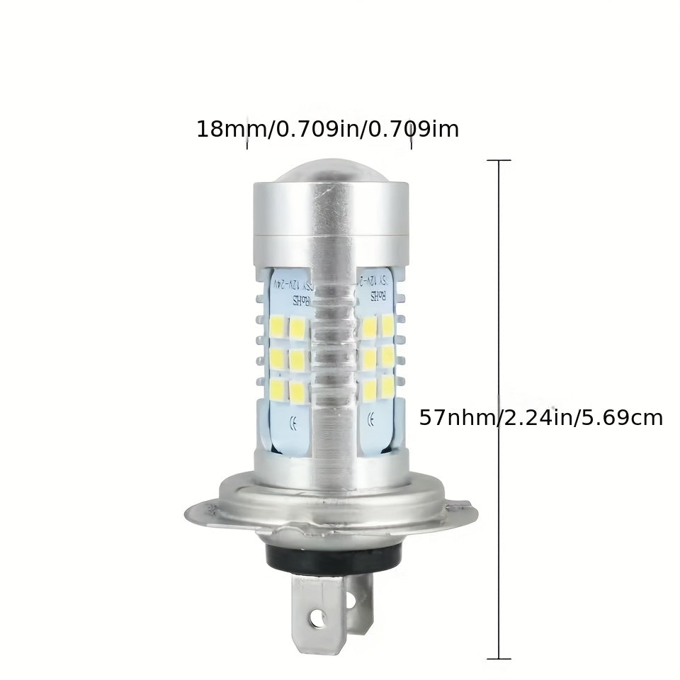 2Pcs H7 LED Headlight Bulbs - 6000K Super White, 12V/24V Compatible, High/Low Beam, Auto DRL, Enhanced Visibility and Safety, Vehicle Lighting Upgrade, Stylish Bulb Design, Durable Bulb Structure, No Battery