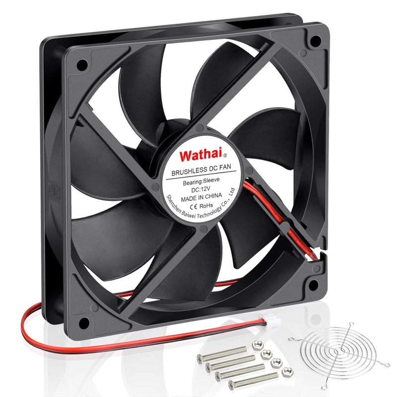 120mm 12V 0.45A 2-Pin DC Brushless Cooling Fan - 120x120x25mm - 105 CFM - 3000 RPM - Case Fan Compatible with Desktop Computer