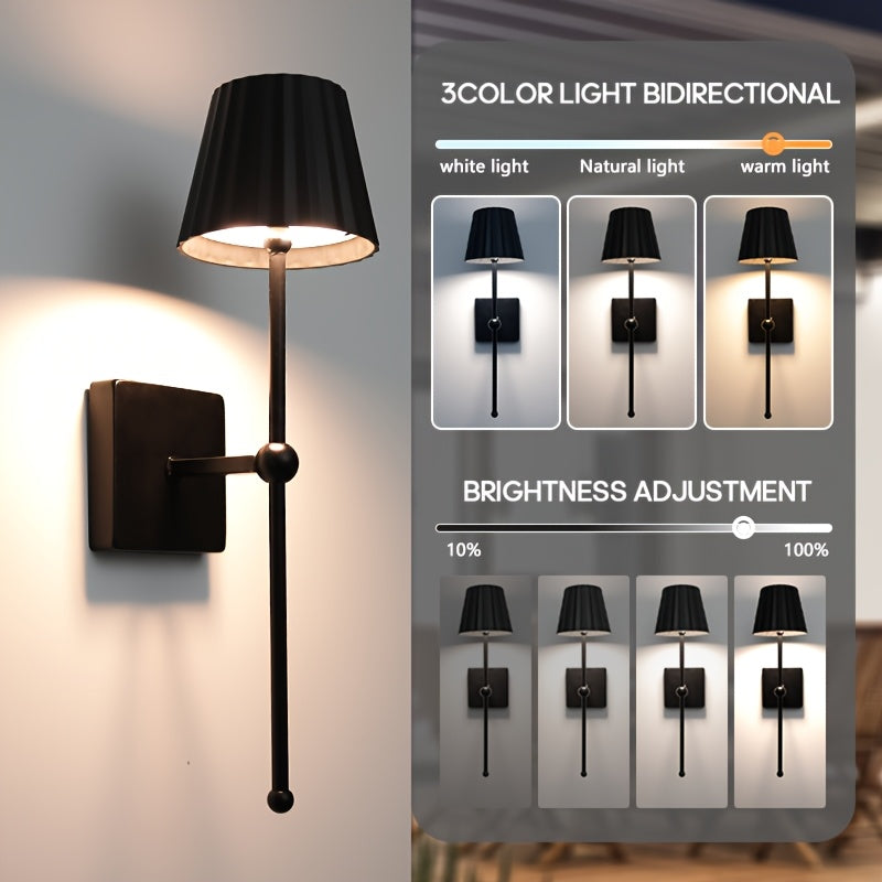 2PC/1PC Rechargeable LED Wall Light, LED Wall Light with Remote Control, Modern Touch Wall Light with Dimming/Timer, 3 Color Temperatures, LED Night Light for Bedroom Living Room Hallway