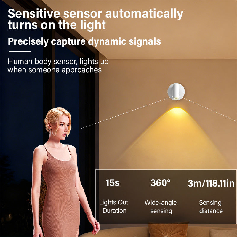 2/3/4-pack wireless spotlight, 3 color temperatures adjustable warm/cool/neutral white light, adjustable lamp arm, black and white two-color minimalist design, no-wiring installation, USB rechargeable