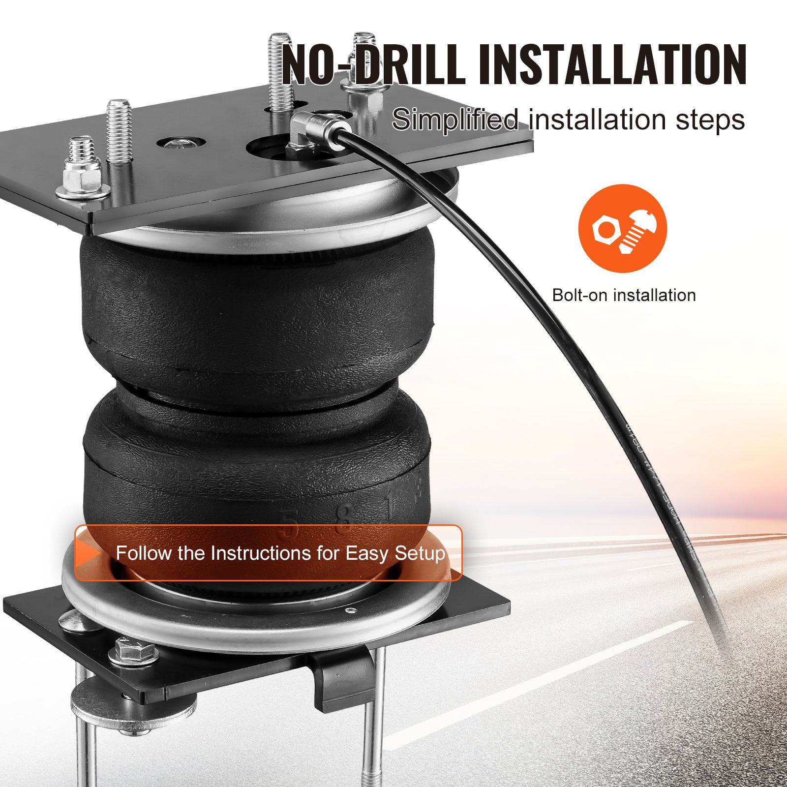 VEVOR Air Bag Suspension Kit, Air Spring Suspension Bag Kit, 5000 Lbs Load Capacity, 5 to 100 PSI