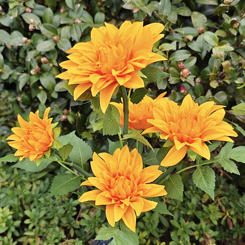 3-Piece Mixed 5-Head Solar White Light Dahlia Flower Light, Suitable for Holiday Garden, Patio, Lawn, Corridor and Other Scene Decoration