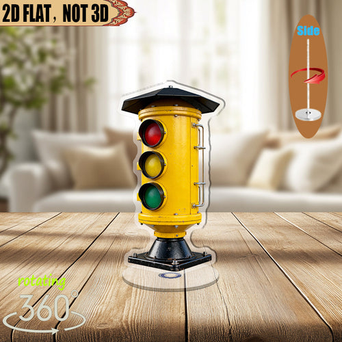1Pc 2D Rotating Acrylic Desktop Ornament, Classic Traffic Light Design, 360° Rotatable Base, Perfect for Store Display Decoration, Ideal Gift for Family and Friends