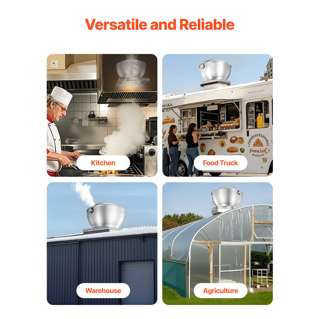 VEVOR Commercial Kitchen Exhaust Fan – 2109 CFM Restaurant Top Hood Exhaust Fan, 0.75HP 560W Direct Drive Food Truck Range Hood Exhaust Fan, High Speed Low Noise for Warehouse, Agriculture