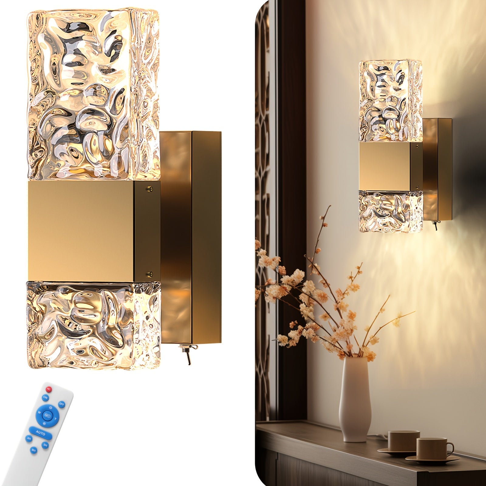 One Battery Operated Wall Light Modern Dimmable Wall Lamp, Indoor No Hardwiring Required, Halloween Christmas Decorative Light Fixture for Bedroom Living Room Hallway