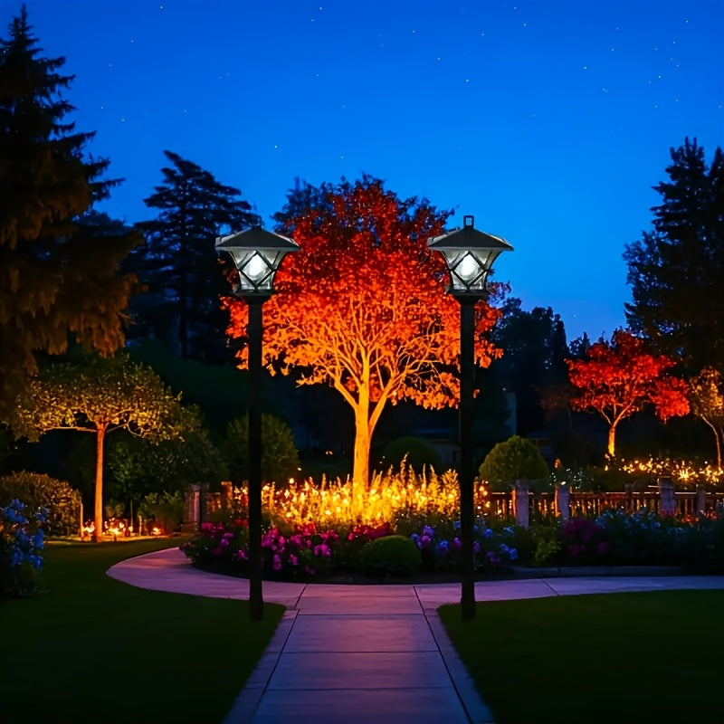 1 Piece 1.5M New Solar Square Four-Corner Light, Filament Bulb Inside, Bright and Shining, Dual-Use Solar Bulb LED Garden Light, Plastic Semi-Flush Mount Street Light, Polished Surface, Suitable for Ground Stake + Pendant Light, Perfect for Courtyard
