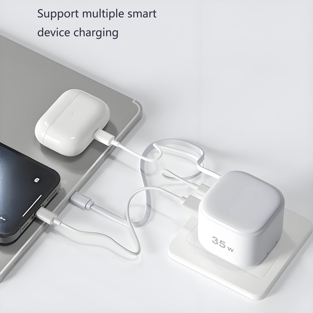 Compact And Extendable Charging Plug, 35W Quick Charger Featuring an 31.5inch Retractable Cable, Compatible with Various Smartphones, Ideal for Travel