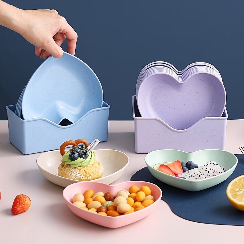 5 or 10 Pieces, Plastic Heart-Shaped Dinner Plate, Fruit Plate, Dessert Plate, Cake Plate, Snack Plate, Pickle Plate – Kitchenware, Kitchen Supplies