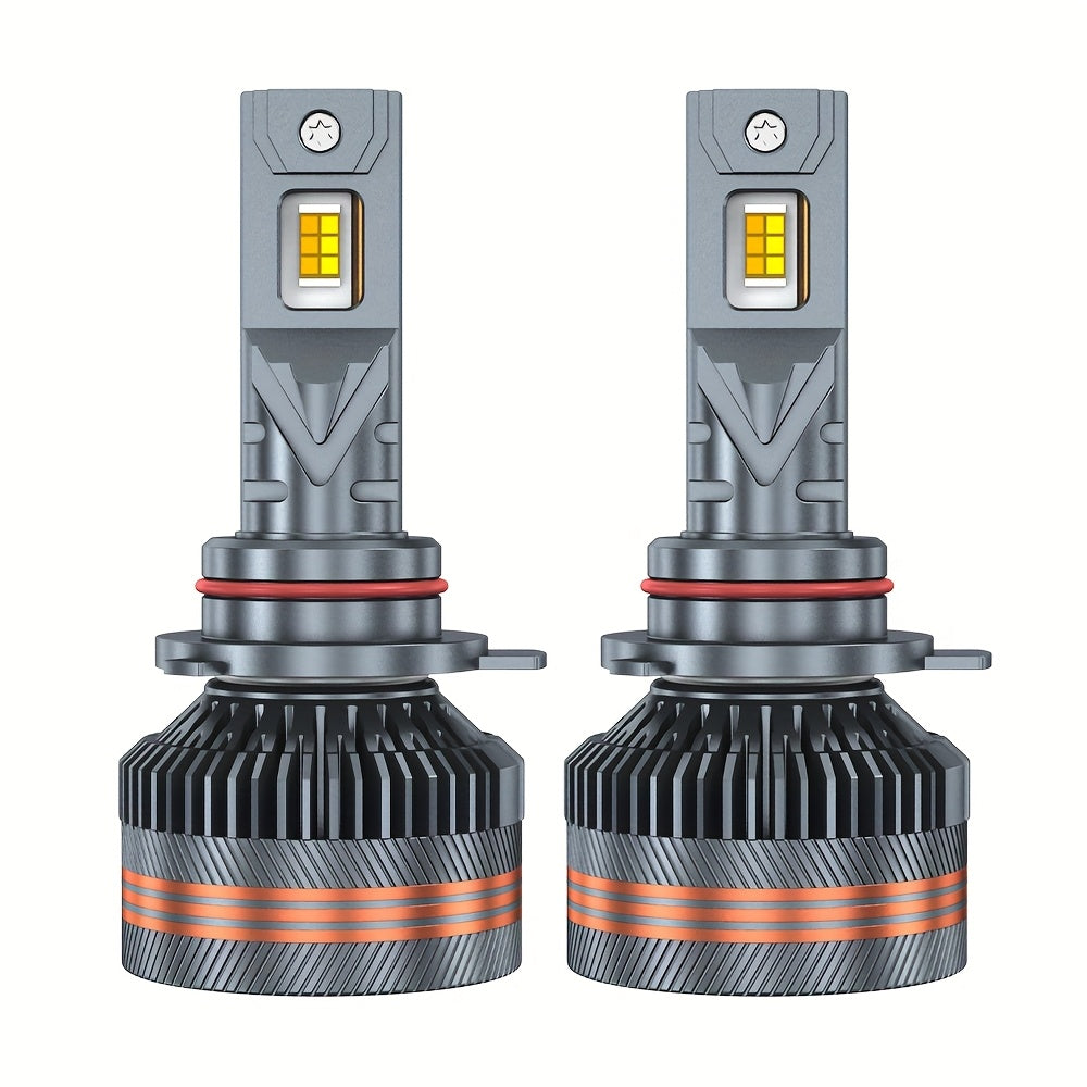 Set of 2 H7 LED Headlights, Compatible with 9005/HB3, 9006/HB4, 9012, H11, H4 and H1 Bulbs, Available in 6000K White and 3000K Yellow Dual Colors, with One-Key Switch, High Brightness CSP Chip, No Battery Included