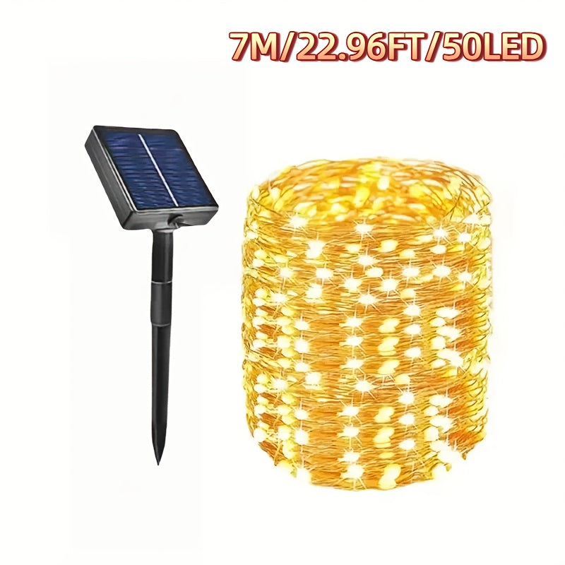 50/100/200/300LED锂电高亮太阳能灯户外花园仙女串灯，适用于圣诞院子树木派对婚礼装饰闪烁灯串，适用于11个国家的节日装饰万圣节装饰品，圣诞装饰品