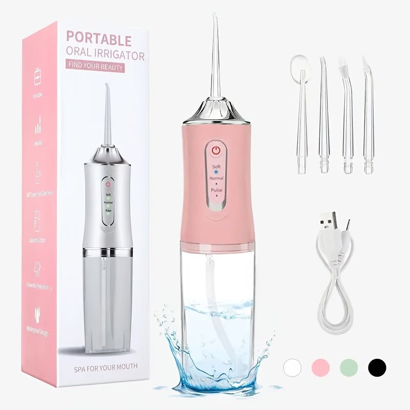 便携式USB水牙线（口腔冲洗器）适用于牙齿与牙龈护理——USB充电牙科设备，旅行家用两便，兼容多种设备（无需复杂设置），IP67防水等级