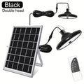 Solar pendant light with motion sensor, one-to-two dual-head dual remote control, waterproof solar barn light, multiple modes adjustable brightness, soft light eye-friendly, suitable for indoor and outdoor, barn, chicken coop, workshop