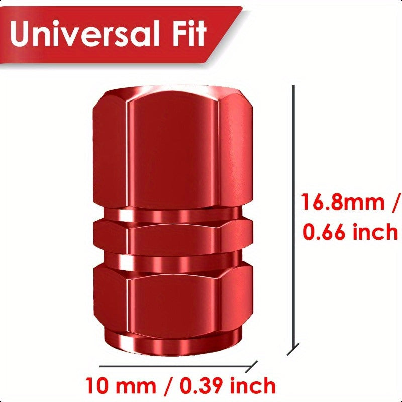 12-Pack Red Hexagon Tire Valve Stem Caps – Premium Metal with Rubber Seal, Universal Fit for Cars, SUVs, Motorcycles, Bicycles & Trucks (Red)