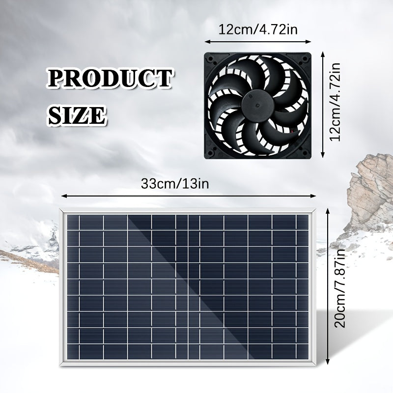 Portable Solar Panel with Fan Kit, No Extra Battery Required, Perfect for Garden, Patio, Lawn Leisure, Chicken Coop Ventilation and Heat Dissipation
