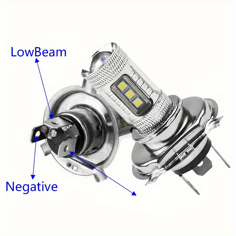 2-Pack H4 Super White LED Headlights, 6500K High-Intensity LED, 80W, 12V-24V, 80W, LED Headlights, 2-Pack, No Battery Included.