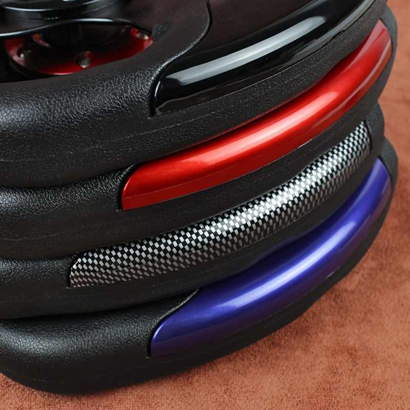 Universal 13 Inch 330mm Black Red Blue Carbon Fiber Pattern PU Leather Aluminum Alloy Half-Spoke Steering Wheel