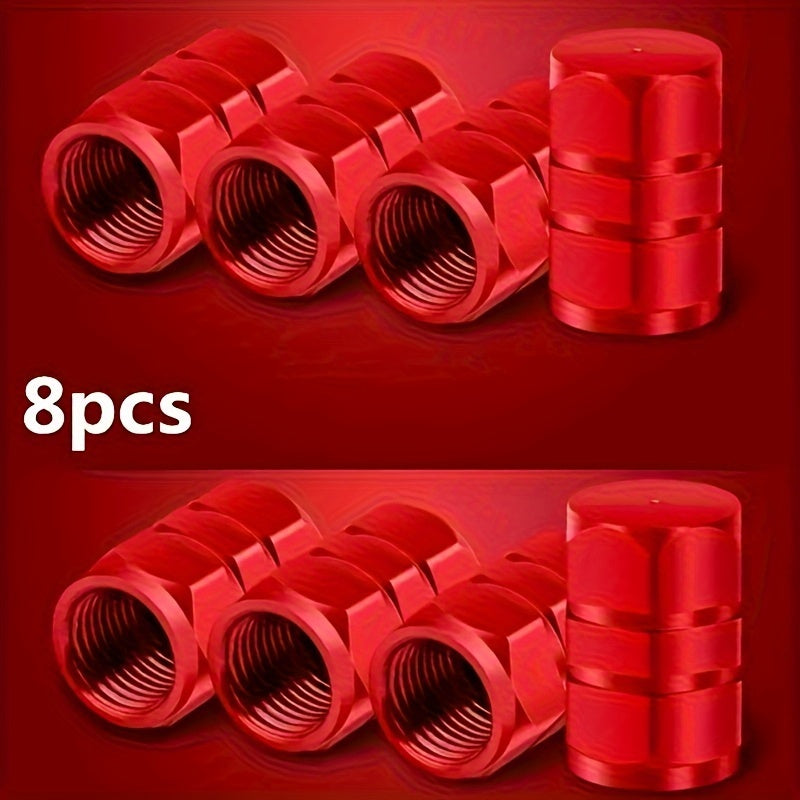 8-Pack Hexagon Tire Valve Stem Caps – Aluminum Alloy Dust Covers with Rubber O-Ring Seal