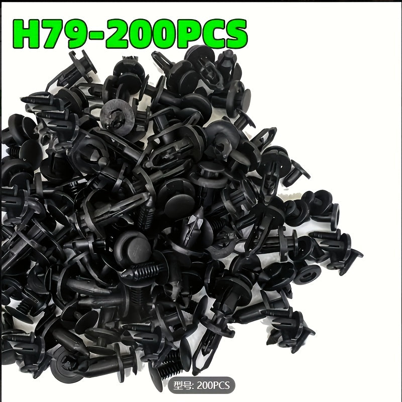 200 Pcs Car Retainer Clips 6mm 7mm 8mm 9mm 10mm Universal Six Sizes Mixed, Compatible with Toyota Ford GM Honda Bumper Push Rivets, Auto Parts Removal Tool