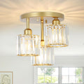 Modern Semi-Flush Mount Ceiling Light, Crystal 3-Head Kitchen Light, Hallway Pendant Light, Indoor Flush Mount Light, Suitable for Bedroom, Foyer, Entryway, Kitchen