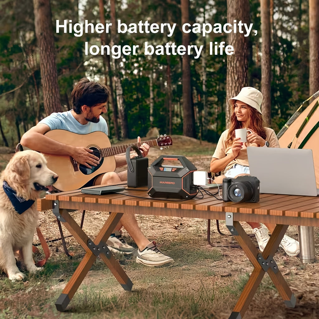 行動式電源站 296Wh&60W太陽能板/155Wh&30W太陽能板/296Wh/155Wh，露營太陽能發電機鋰電池組，帶110V 2*AC QC3.0 USB埠的LED手電筒，適用於家庭露營房車膝上型電腦應急電源備用聖誕禮物