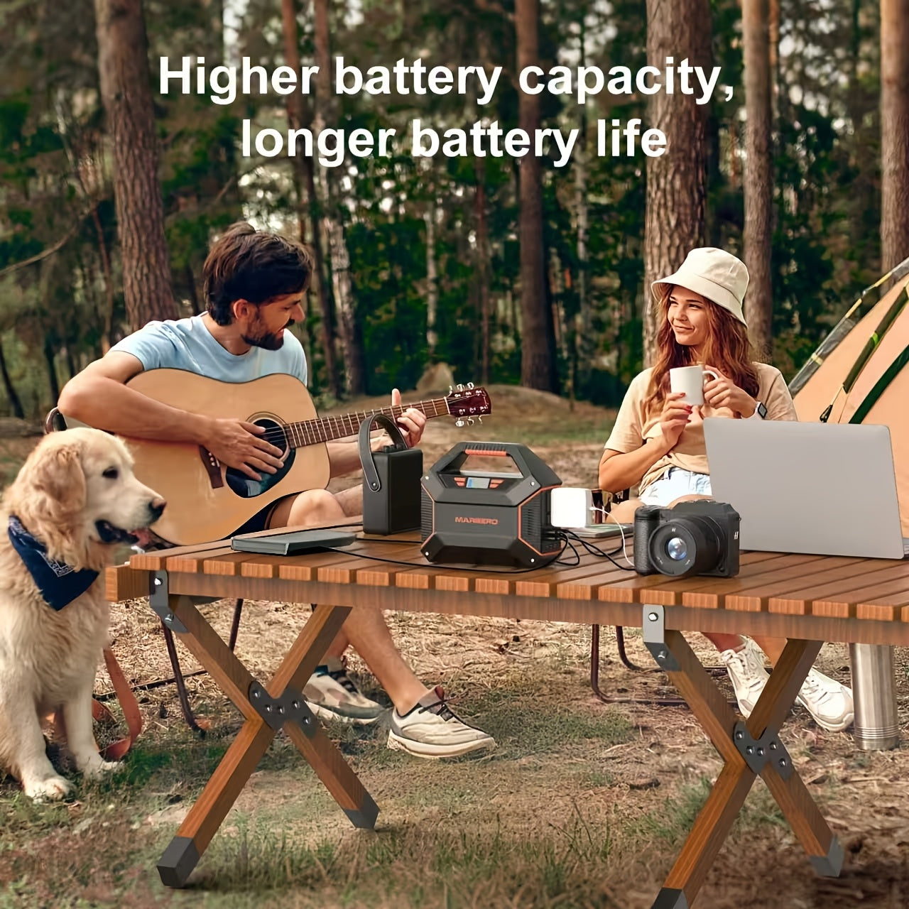行動式電源站 296Wh&60W太陽能板/155Wh&30W太陽能板/296Wh/155Wh，露營太陽能發電機鋰電池組，帶110V 2*AC QC3.0 USB埠的LED手電筒，適用於家庭露營房車膝上型電腦應急電源備用聖誕禮物
