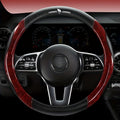 Wood Grain Steering Wheel Cover Carbon Fiber Microfiber Leather, Fits 14 1/2-15 Inch Comfortable Non-Slip Breathable Car Steering Wheel Cover