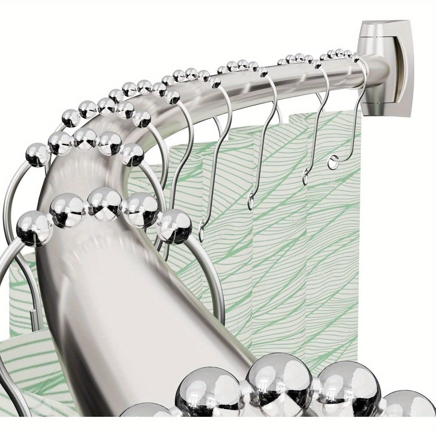 Curved Arched Shower Curtain Rod 43-72 Inch Adjustable - Rustproof Aluminum Round Shower Rod for Bathroom, Bathtub & Shower - Elegant Brushed Nickel Finish