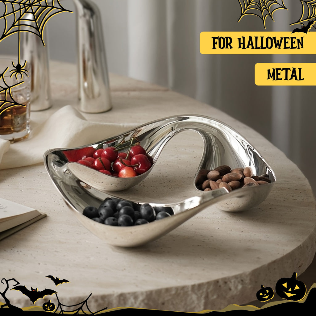 1 High-Quality Silver Stainless Steel Candy Dish, Suitable for Kitchen, Living Room, Dining Room as Appetizer Tray, Snack Bowl, Multi-Functional Snack Tray for Nuts, Candy, Salad, Fruit, Snacks