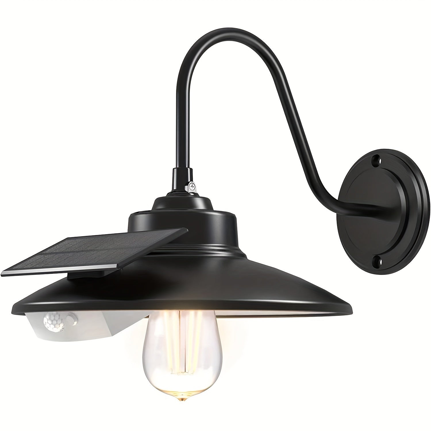 1 Pack/2 Packs Outdoor Wall Light, Outdoor Solar Light, Solar Barn Light, with 3 Lighting Modes and Motion Sensor, Outdoor Farmhouse Gooseneck Light, Wall Mount, Suitable for Outdoor Courtyard, Street, Garage, Shed, Patio