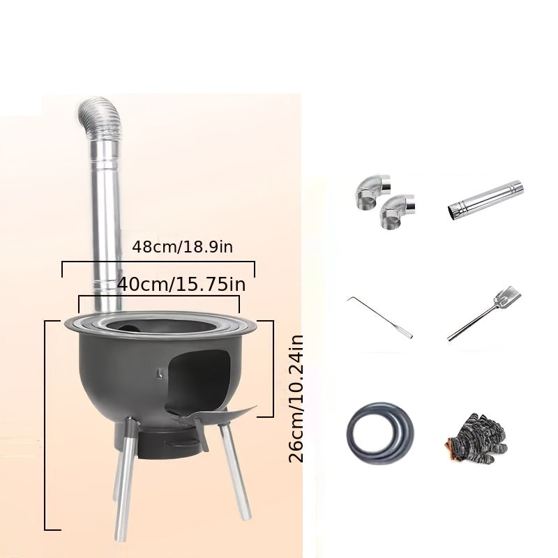 Iron Art Outdoor Integrated Wood Burning Stove, Rural Home Wood Stove, Outdoor Thickened Portable Stove, Smokeless Pot Stove, Cooktop Stove/
